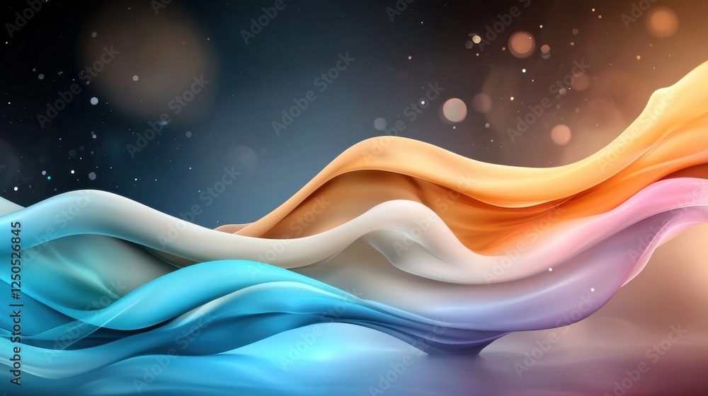 Poster flowing colorful waves abstract art digital space graphic design vibrant environment dynamic viewpoi