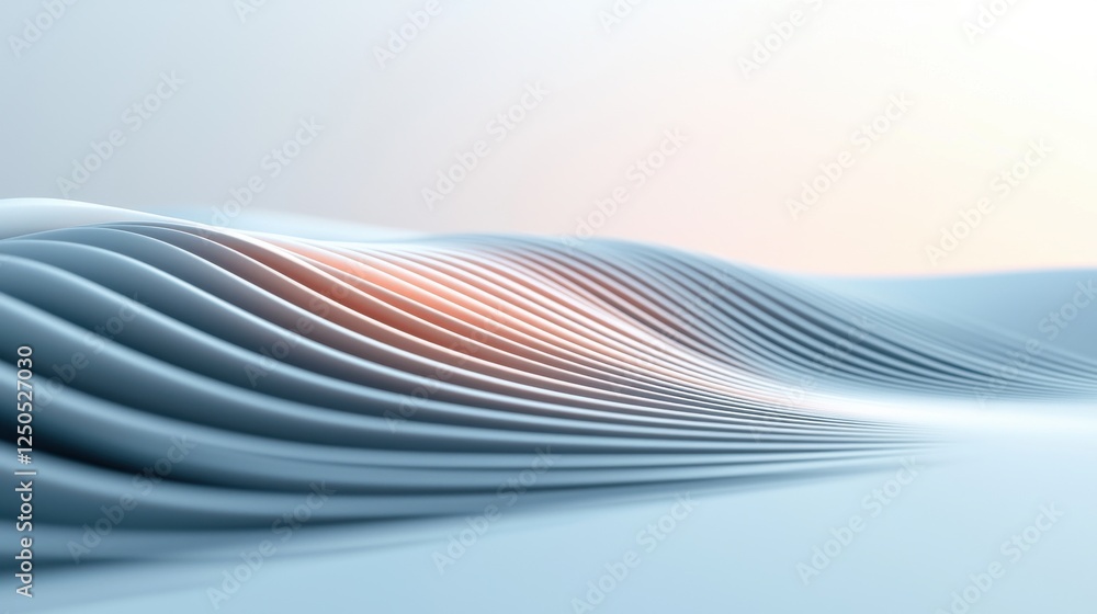 Poster flowing waves textured patterns abstract landscape digital art calm environment wide viewpoint conce