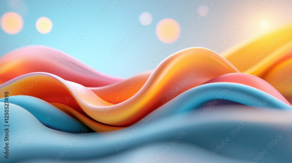 Poster vibrant flowing waves abstract design digital artwork colorful environment artistic viewpoint fluid 