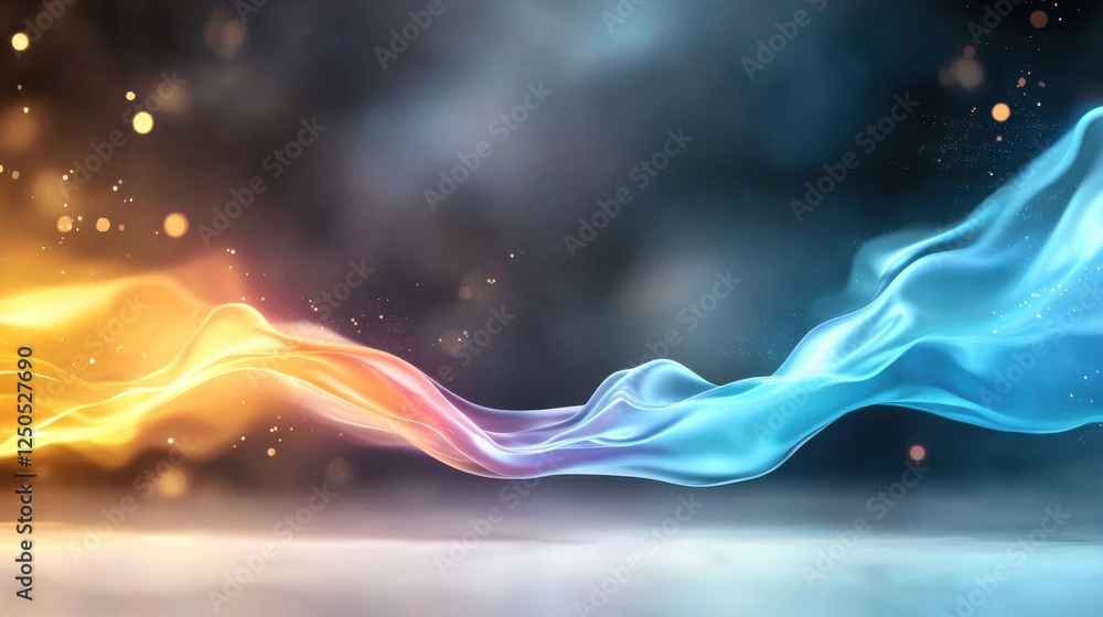 Poster dynamic flow colorful waves abstract design digital artwork vibrant environment close-up perspective