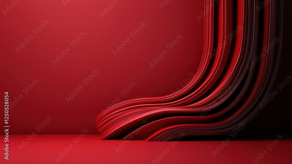 Poster dynamic red wave movement abstract space digital art fluid design environment artistic perspective c