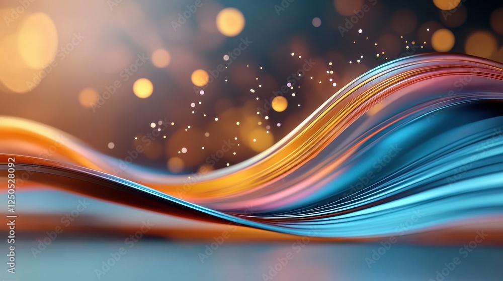 Poster dynamic flowing color waves abstract art digital creation vibrant environment close-up view visual h