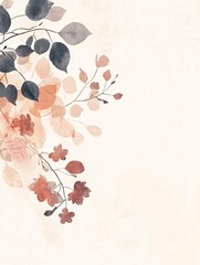 Naklejka premium A decorative floral overlay beautifully enriches a minimalist background with delicate pastel hues, ideal for contemporary design, invitations, or chic branding.