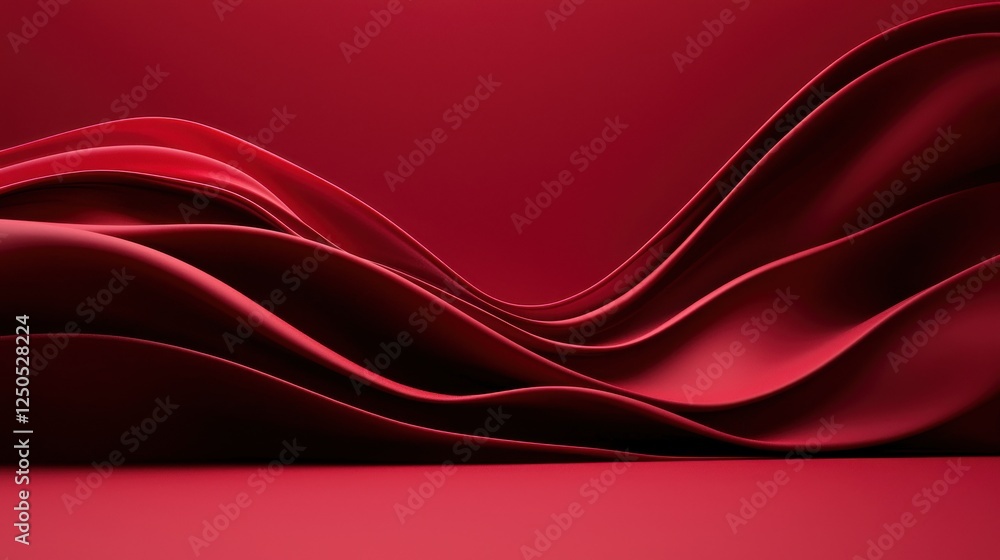 Aufkleber flowing red waves abstract design digital art vibrant environment top view motion concept for visual