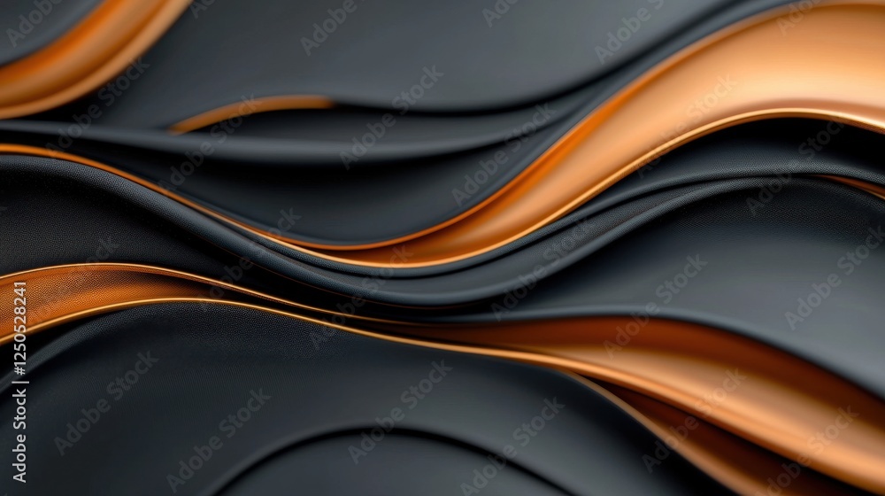 Aufkleber dynamic wavy patterns intertwining in black and copper abstract art digital design modern aesthetic 