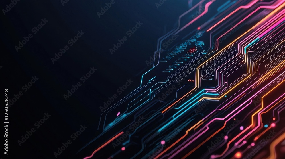 Fototapete dynamic circuit design digital realm abstract art electric environment close-up view futuristic conc