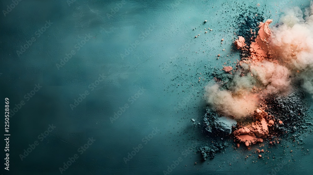 Poster dramatic scene of a powerful explosion with billowing smoke fiery blast and intense shockwaves in a 