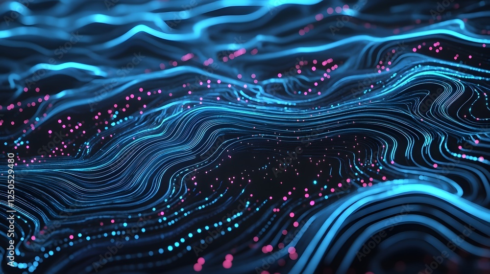 Fototapete stunning abstract background featuring mesmerizing blue swirling liquid waves and dynamic digital vi