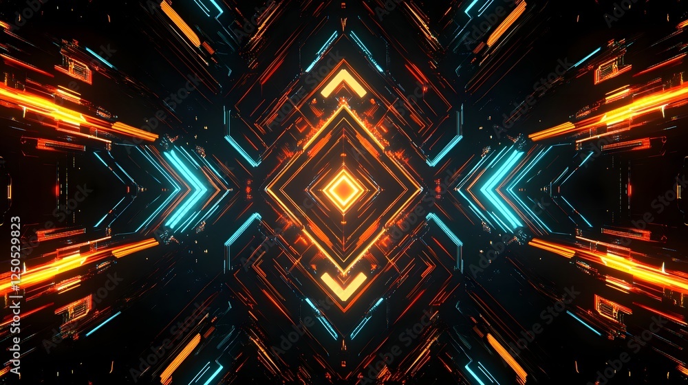 Poster this mesmerizing digital artwork showcases a captivating fractal explosion of vibrant neon lights cr
