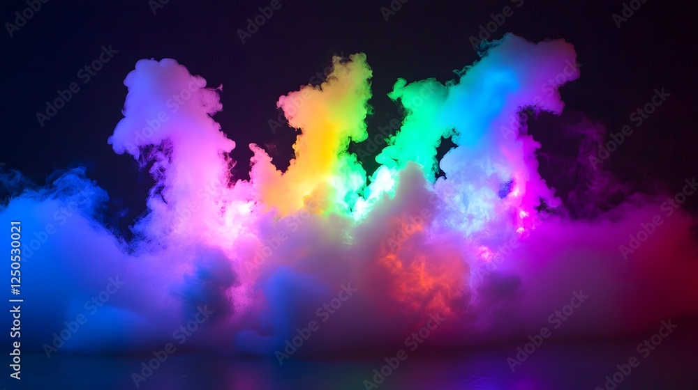 Aufkleber vibrant colorful smoke cloud explosion creating a dramatic mystical and surreal fantasy atmosphere w