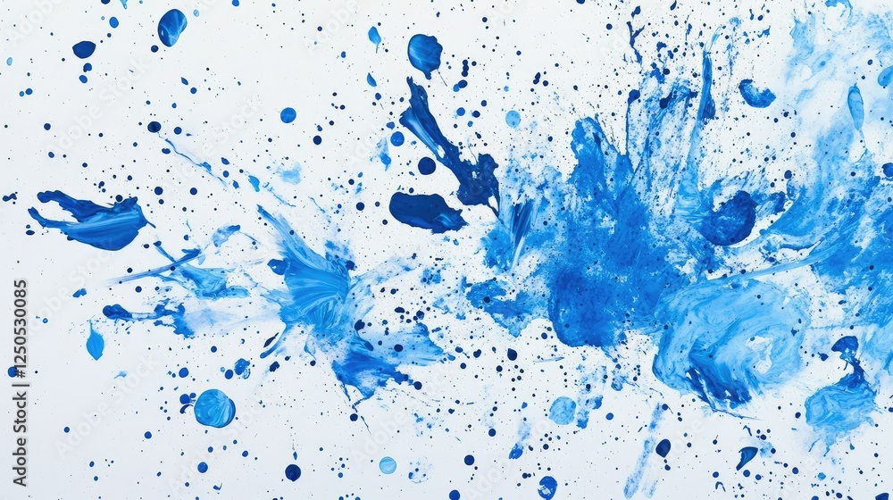 Poster vibrant abstract blue paint splash creating dynamic texture and energy on a clean white background f