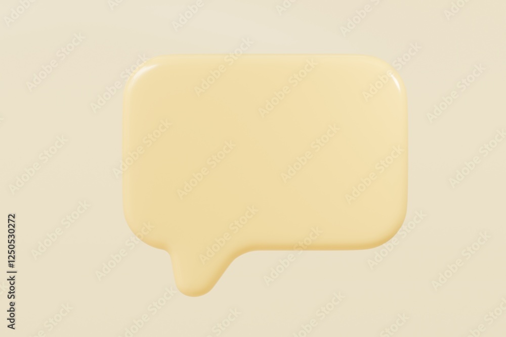 Poster 3d blank yellow speech bubble pin icon. dialogue social chat concept. minimal empty speech bubble cl