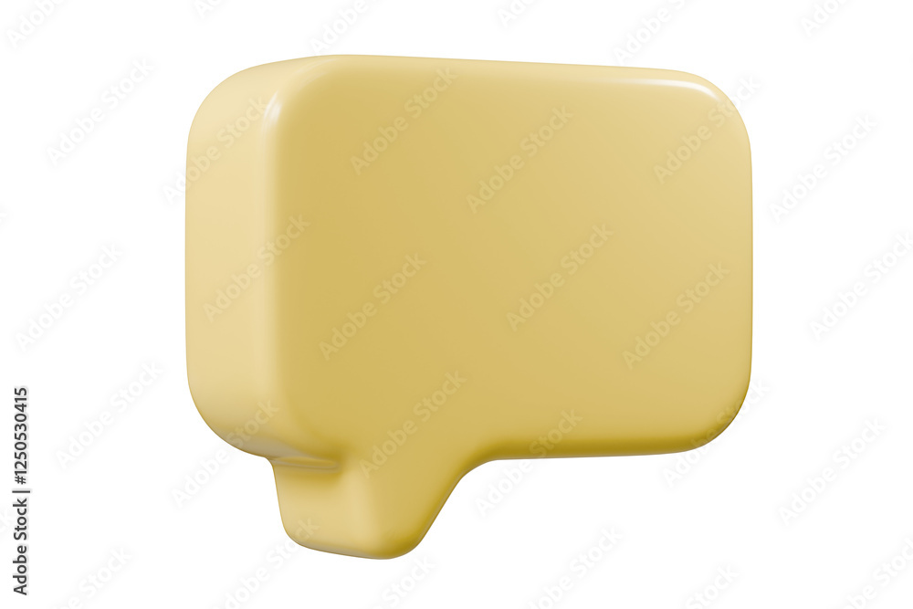Poster 3d blank yellow speech bubble pin icon. dialogue social chat concept. minimal empty speech bubble cl