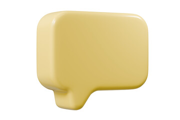 3D Blank Yellow speech bubble pin icon. Dialogue social chat concept. Minimal Empty Speech bubble cloud floating new normal design isolated on transparent background. 3d render.