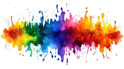 Fototapeta premium Rainbow watercolor splash, vibrant colors, abstract art, design element