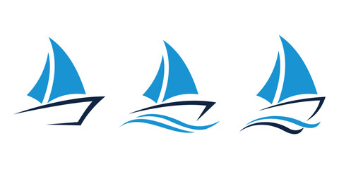Boat with sail logo, ship, sail, boat vector , boat logo, boat icon SET
