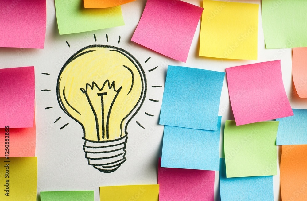 Poster generating brilliant ideas: brainstorming techniques with sticky notes for enhanced creativity and p