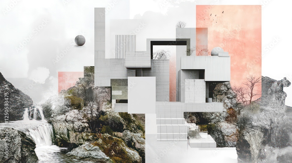 Poster curating materials and creating architectural style mood boards.