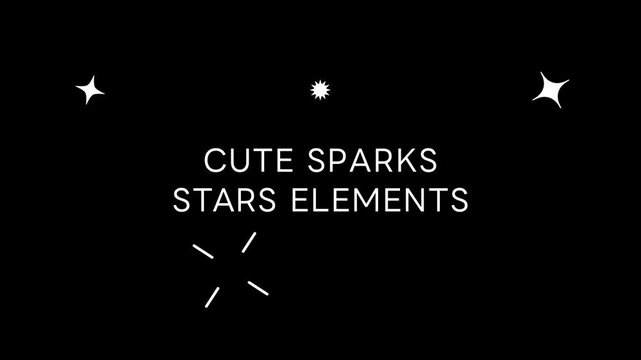 Cute Sparkly Stars Animation Elements,Glitter Decoration,Motion Graphics,Set of cute shapes, icons,elements on a transparent background, alpha channel,