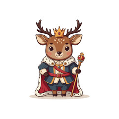 Cute Deer Cartoon Vector Icon Illustration Animal Education Isolated Flat VECTOR