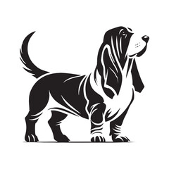 Minimalist Basset Hound silhouette with a sophisticated appeal - Basset Hound illustration - minimal Basset Hound vector - dog silhouette

