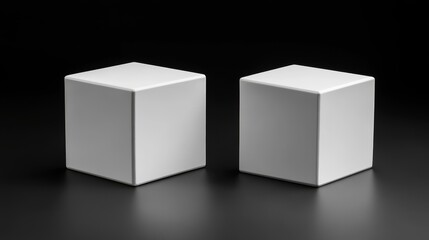 Naklejka premium Two Simple White Cubes on Black Background