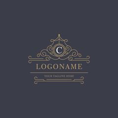 Letter C Luxury. elegant with logo vector, Creative Lettering Logo Vector Illustration.	