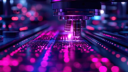 Circuit board precision manufacturing, automated process, factory, night