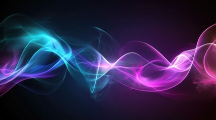 Obraz premium Colorful Abstract Wave Patterns in Blue and Pink Shades on a Dark Background Creating a Modern and Dynamic Visual Representation of Light and Motion
