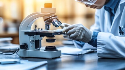 Scientist Using a Microscope in a Laboratory