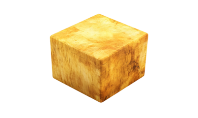 Wooden cube, isolated, texture, background, design element, 3D render