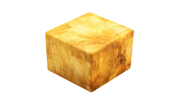 Wooden cube, isolated, texture, background, design element, 3D render