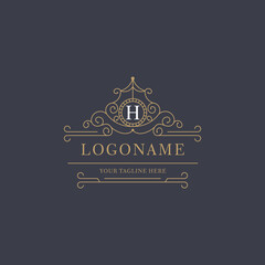 Letter H Luxury. elegant with logo vector, Creative Lettering Logo Vector Illustration.