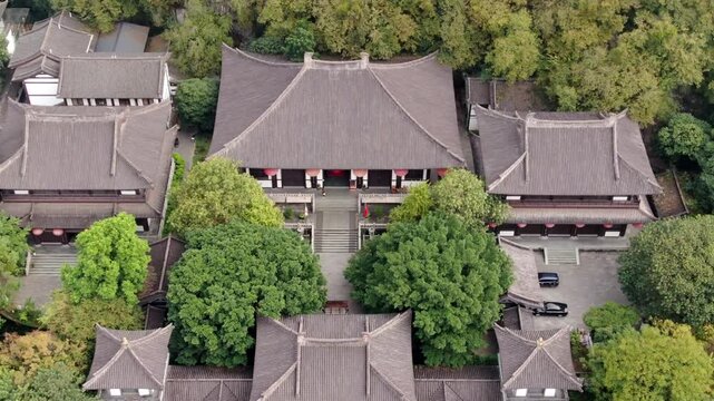 Explore the tranquility of Qixia Zen Temple at Guilin Seven Star Scenic Spot with stunning aerial views