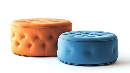 beautiful on the colorful poufs and  modern design isolated on the whit background