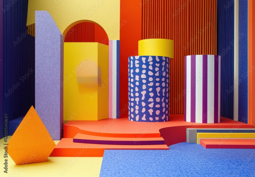 Aufkleber abstract colorful geometric shapes and forms background.