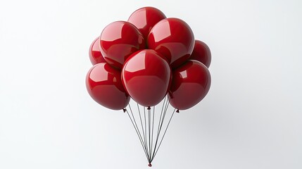 Three bright red balloons tied together,