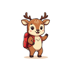 Fototapeta premium Cute Deer Cartoon Vector Icon Illustration Animal Education Isolated Flat VECTOR
