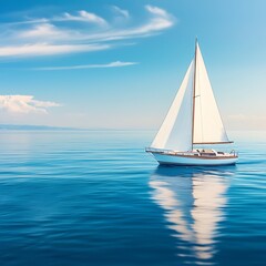 Fototapeta premium Sailboat drifting on endless ocean symbolizing freedom and independence serene landscape aerial view limitless possibilities