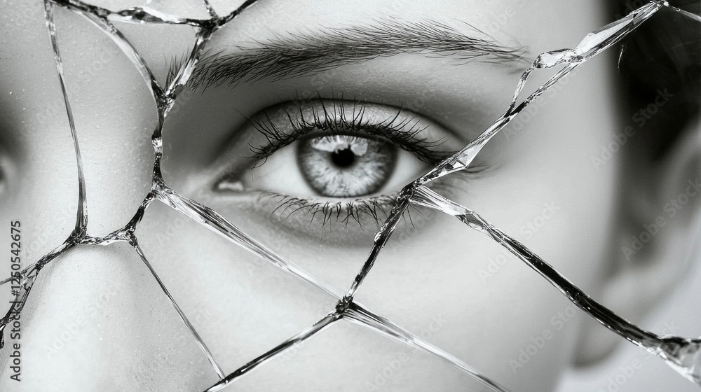 Aufkleber delicate shards of shattered glass create a striking juxtaposition against a plain white background,