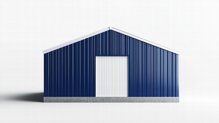 Fototapeta premium Rustic Blue Structure: A simple, robust structure painted in a striking shade of blue, standing firmly against a neutral backdrop, embodying the essence of enduring strength and utility.