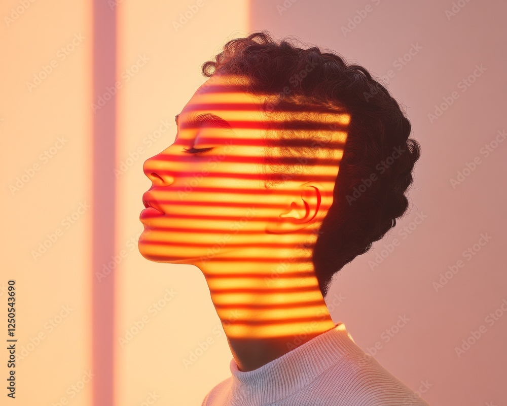 Fototapete Contemporary Digital Mindset Profile Silhouette with Binary Overlay on Abstract Background - AI Education and Network Integration in Tech-Driven Learning Environments