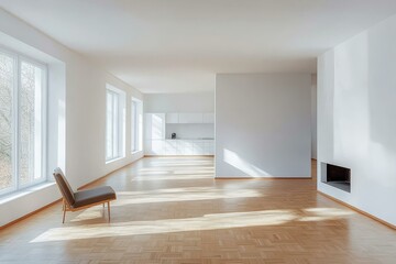 Obraz premium Empty Modern Spacious Apartment Interior Design
