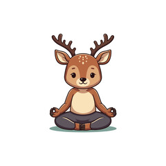 Cute Deer Cartoon Vector Icon Illustration Animal Education Isolated Flat VECTOR