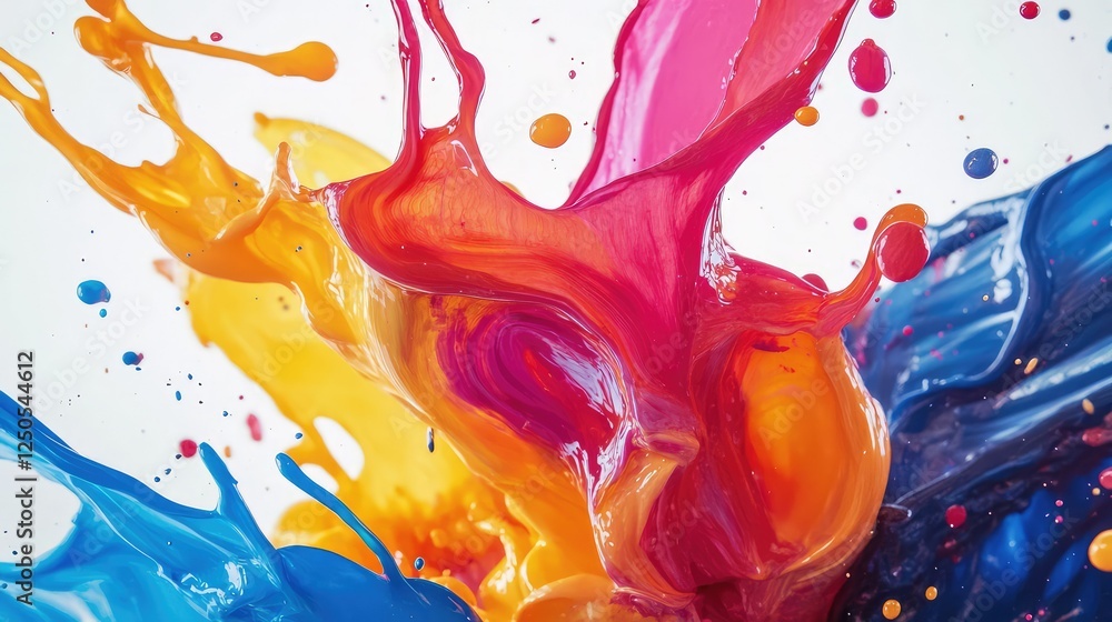 Poster vibrant splash of colorful paint mixing together creating a dynamic abstract artwork with vivid swir