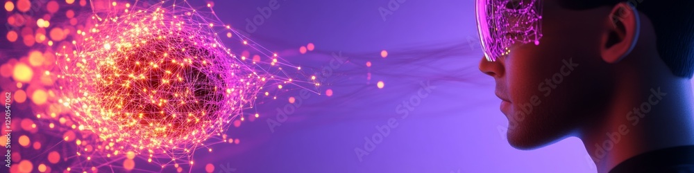 Poster Futuristic Digital Aesthetic Neon Light Stream Graphics with Particle Dynamics for Tech Innovation and Data Visualization - Impactful Marketing Visuals in Digital Industries