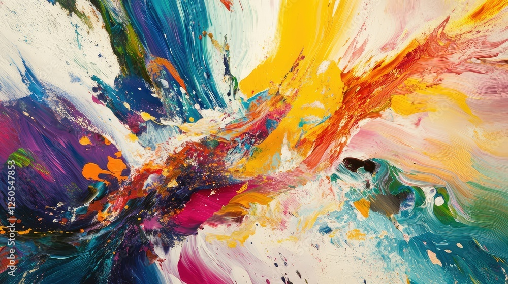 Aufkleber vibrant abstract swirl of colorful paints and textures creating a dynamic and energetic artistic com