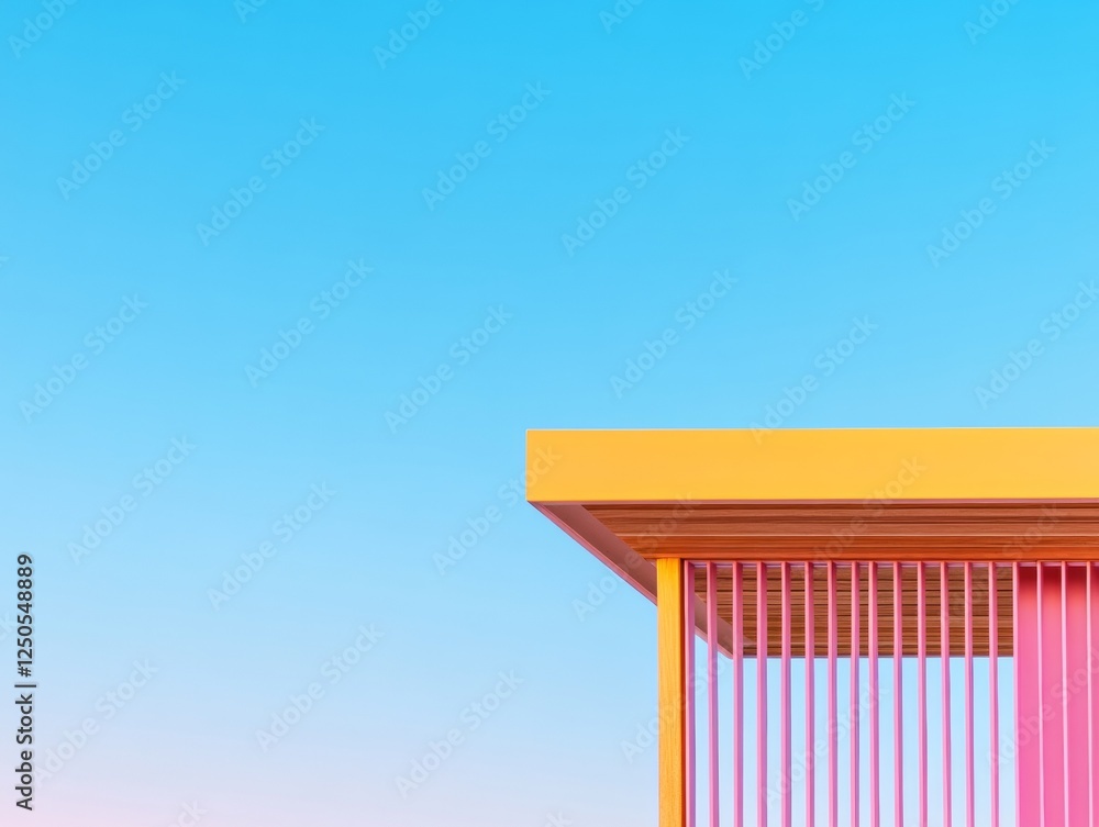 Poster vibrant minimalist architecture contemporary pastel gradient structure with sleek lines - premium ae