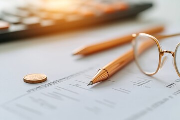 Minimalist Academic Workspace Copper Stationery and Eyewear on Graph Paper - Educational Content and Modern Math Learning Tools for Enhanced Study Environments