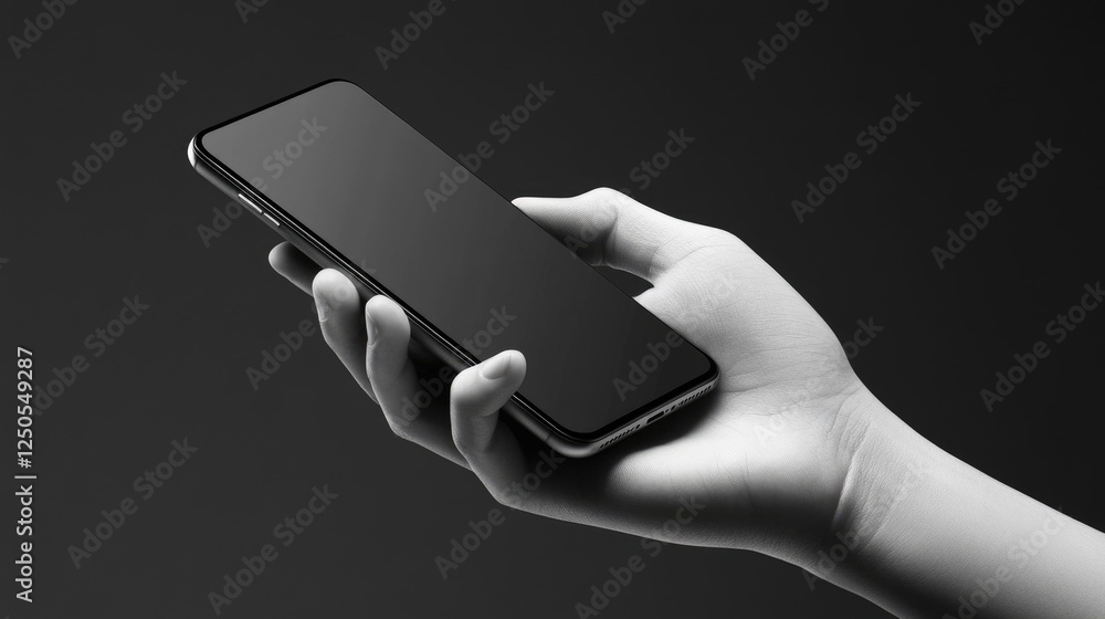 Poster mobile phone interaction digital space image minimalist environment close-up view technology concept